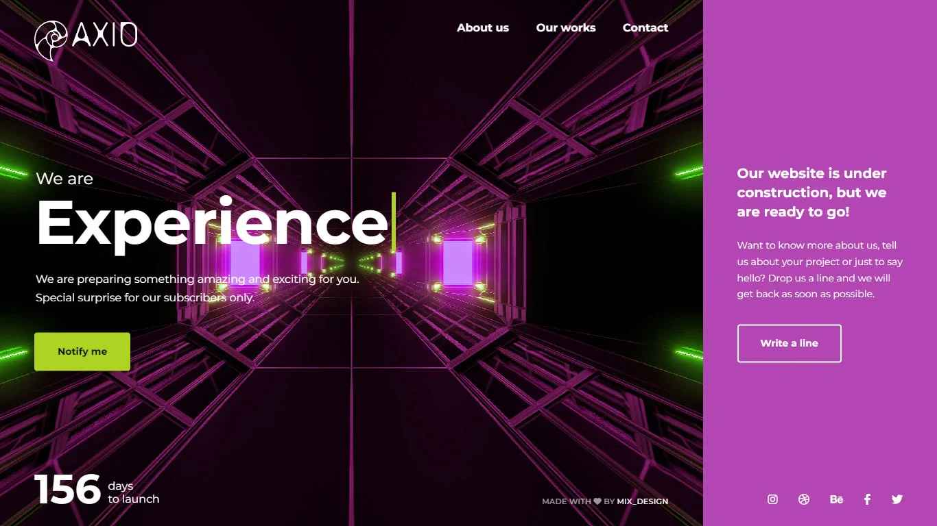 Axio Coming Soon Template Preview Screen