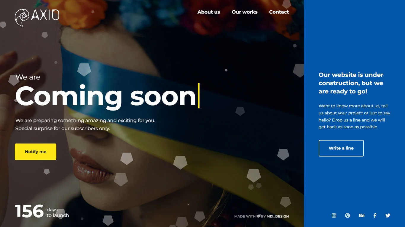 Axio Coming Soon Template Preview Screen