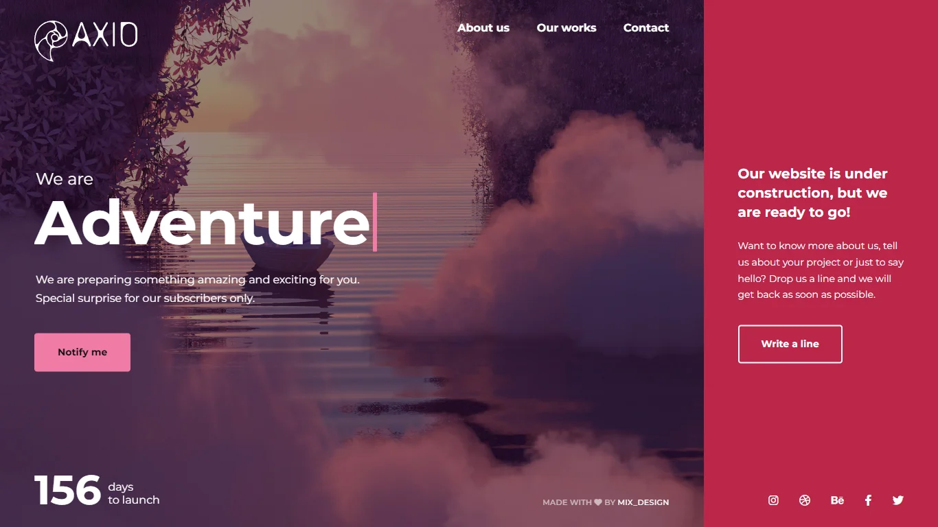 Axio Coming Soon Template Preview Screen