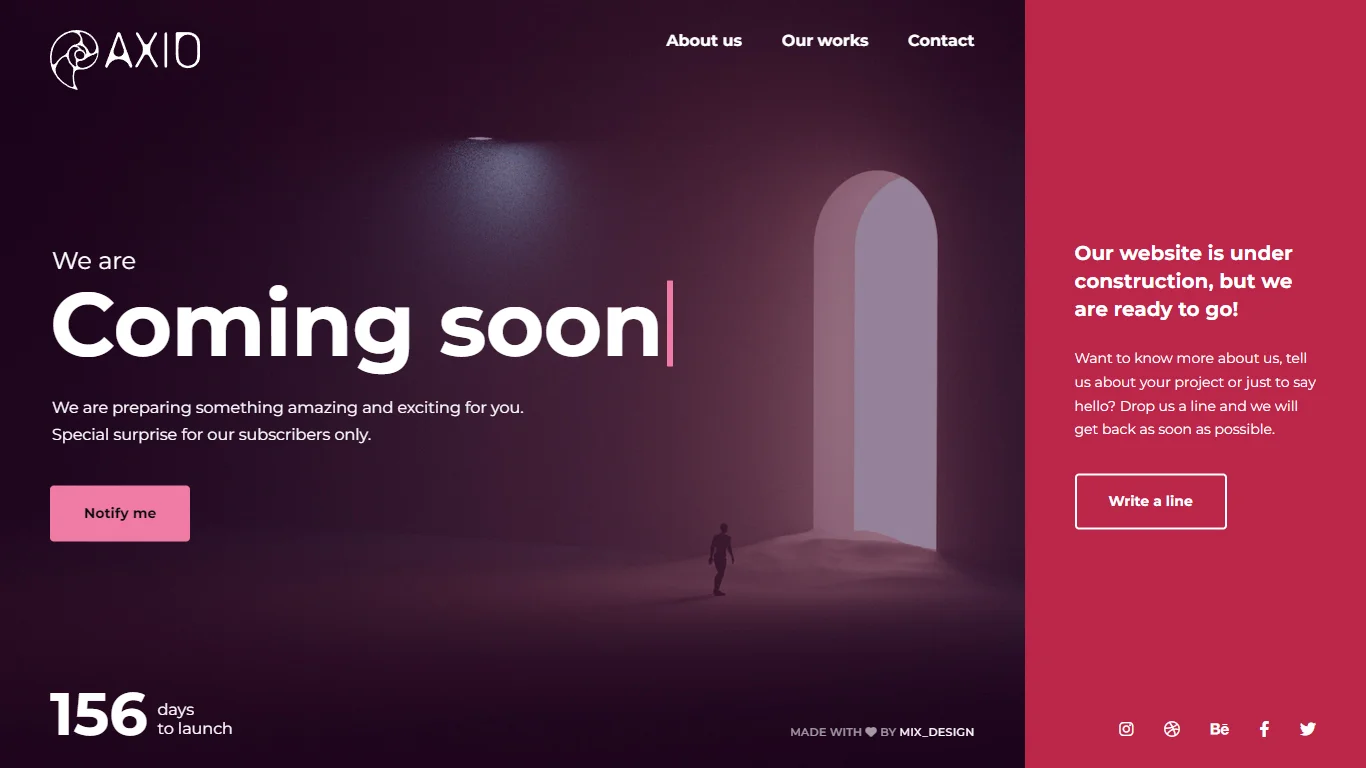 Axio Coming Soon Template Preview Screen