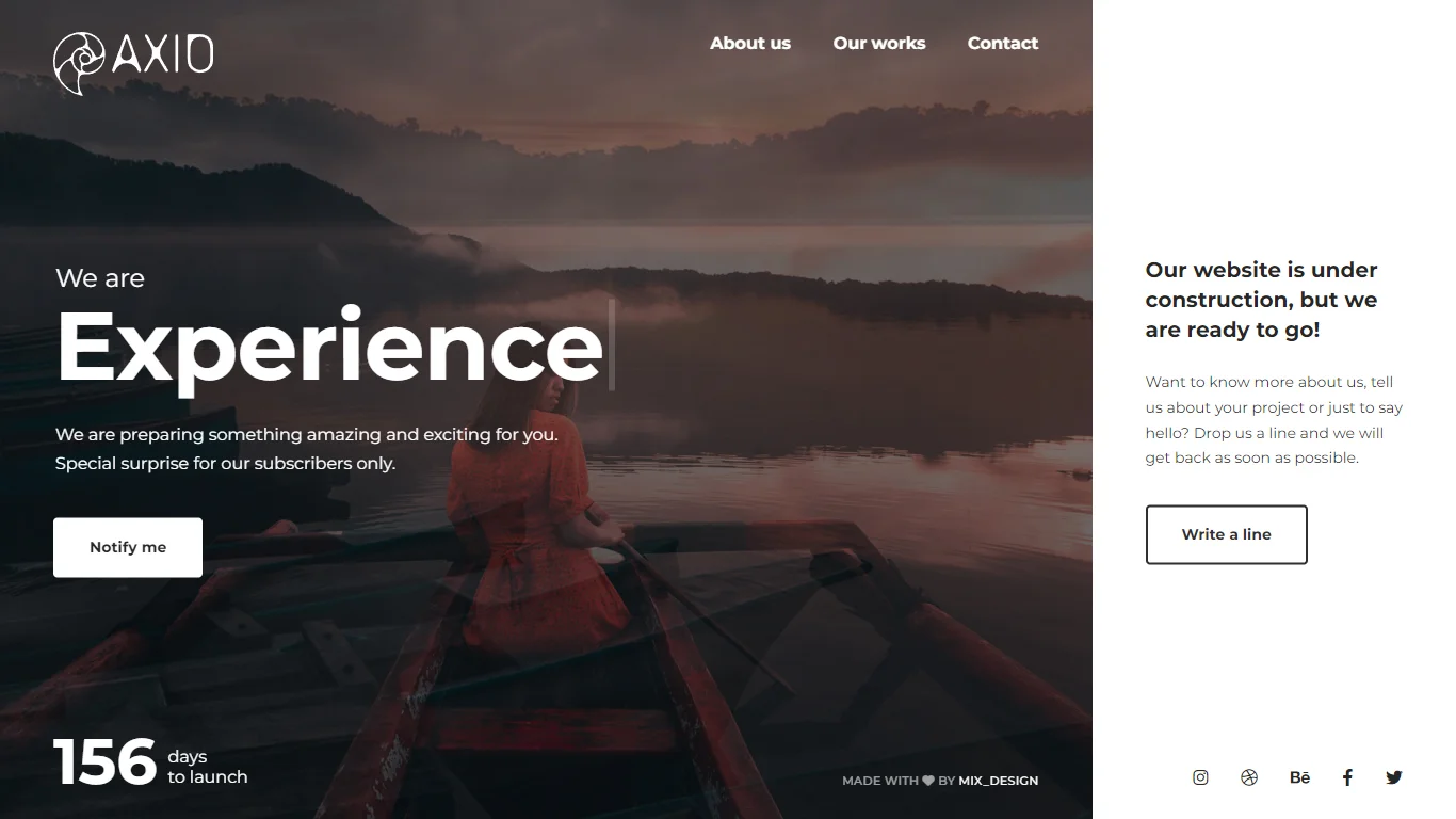 Axio Coming Soon Template Preview Screen