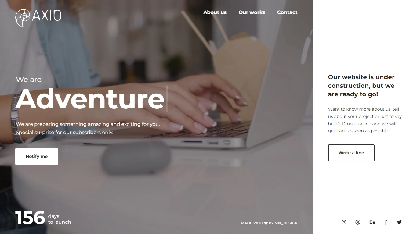 Axio Coming Soon Template Preview Screen